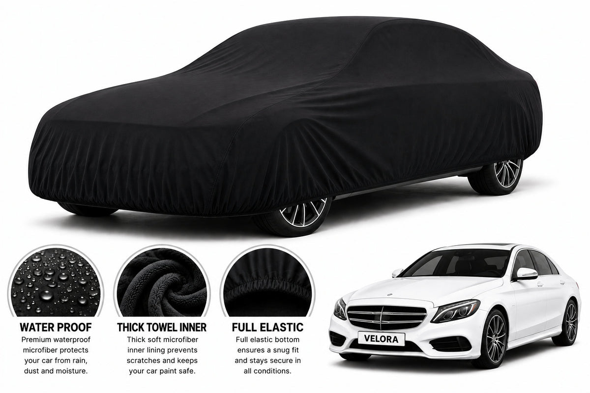 Mercedes Benz E-Class car cover in Black — Veloura waterproof microfiber