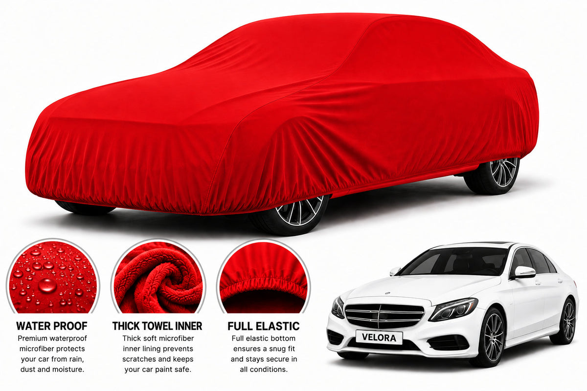 Mercedes Benz E-Class car cover in Red — Veloura waterproof microfiber