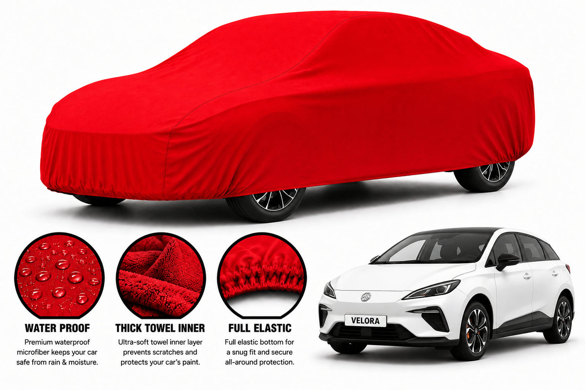 MG 4EV car cover in Red — Veloura waterproof microfiber