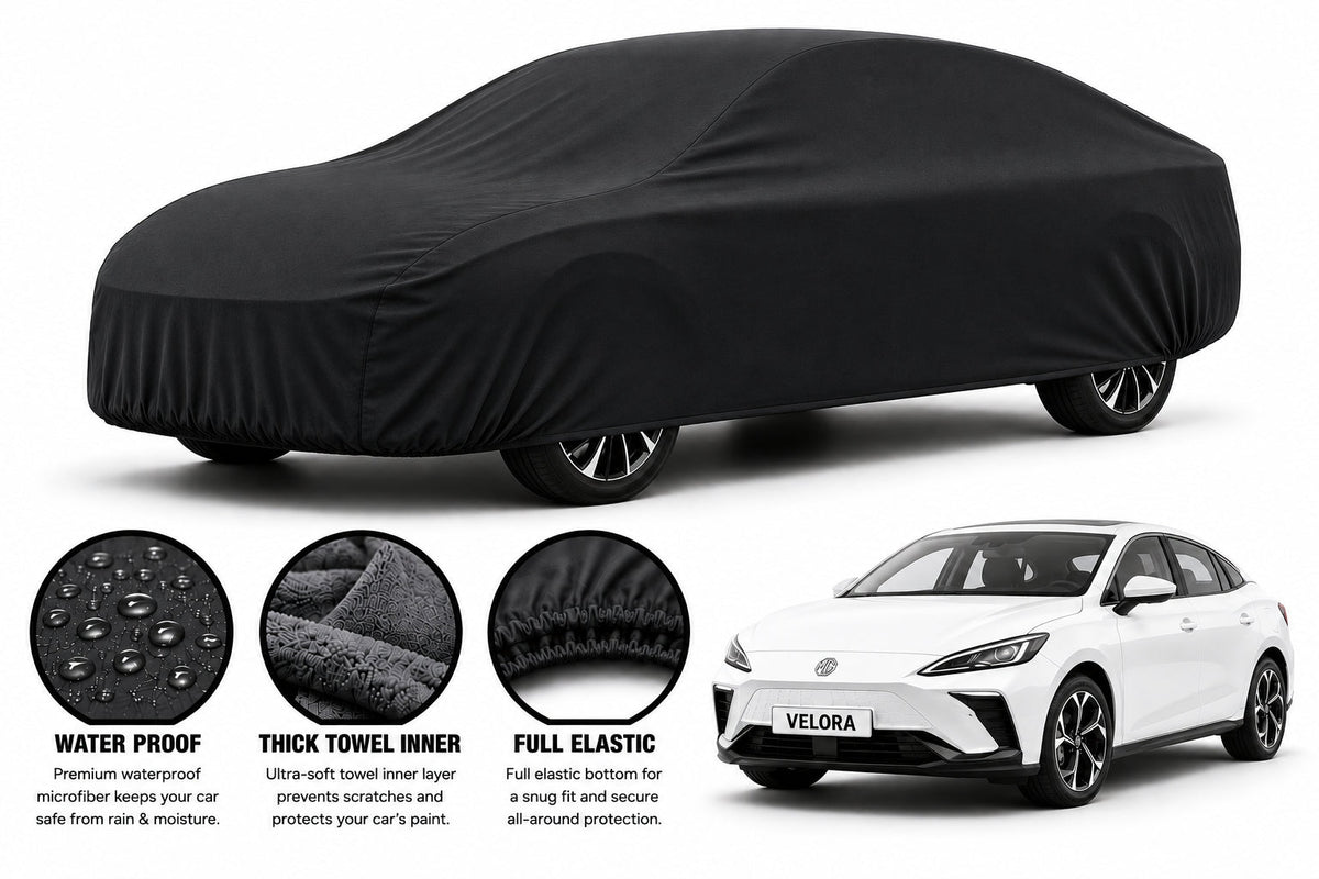 MG 5 EV car cover in Black — Veloura waterproof microfiber