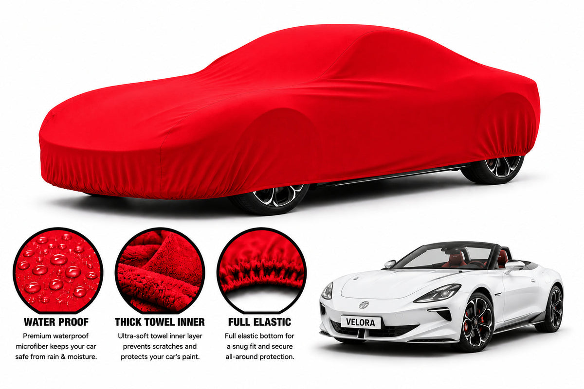 MG Cyberster car cover in Red — Veloura waterproof microfiber