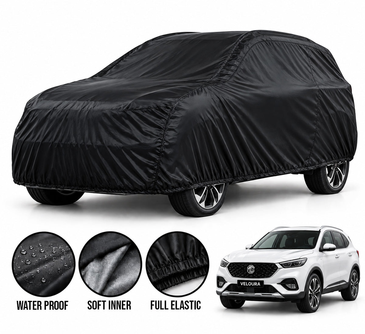 MG HS car cover in Black — Veloura waterproof parachute