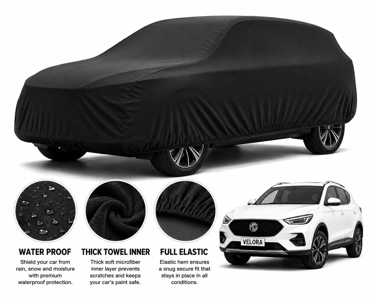 MG HS car cover in Black — Veloura waterproof microfiber