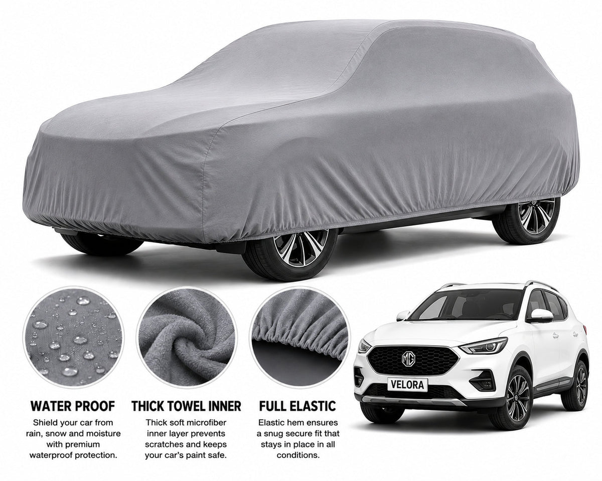 MG HS car cover in Grey — Veloura waterproof microfiber