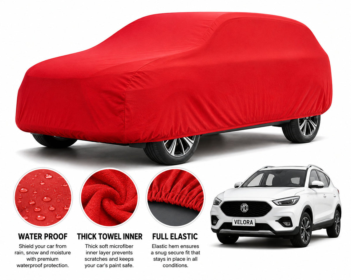 MG HS car cover in Red — Veloura waterproof microfiber