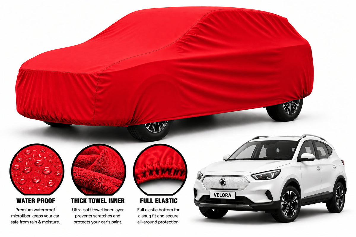 MG ZS EV car cover in Red — Veloura waterproof microfiber