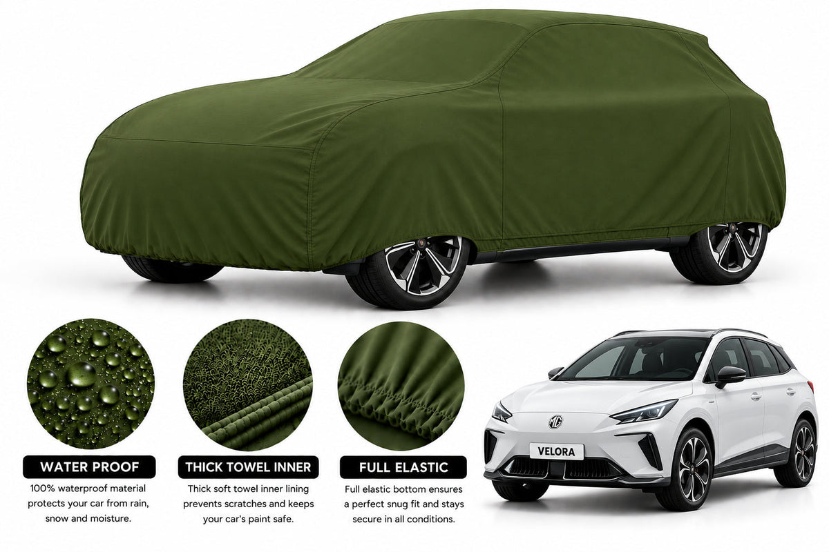 MG 4EV car cover in Green — Veloura waterproof microfiber