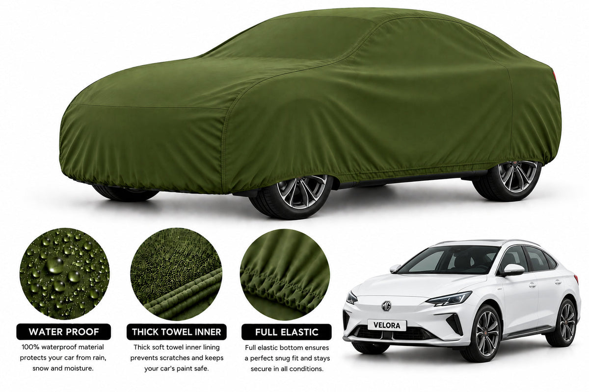 MG 5 EV car cover in Green — Veloura waterproof microfiber