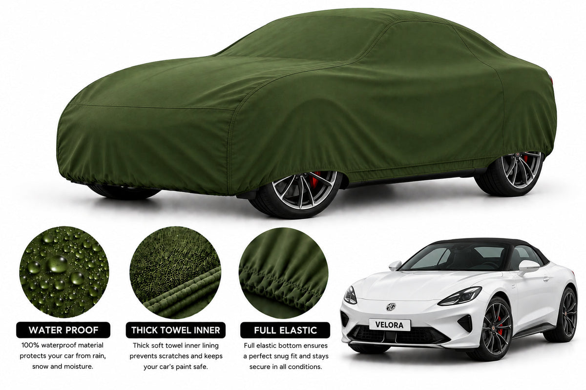 MG Cyberster car cover in Green — Veloura waterproof microfiber
