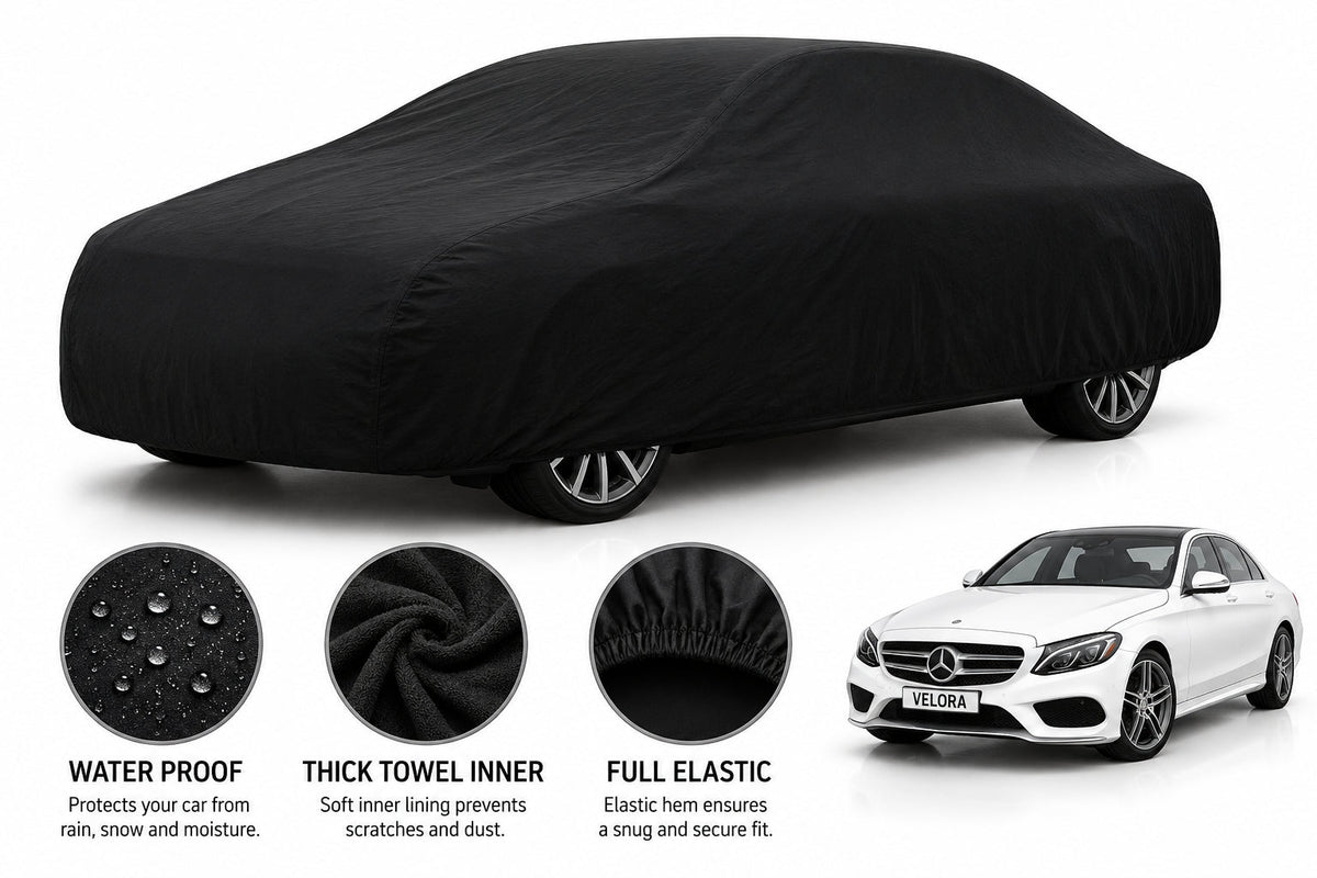 Mercedes Benz car cover in Black — Veloura waterproof microfiber