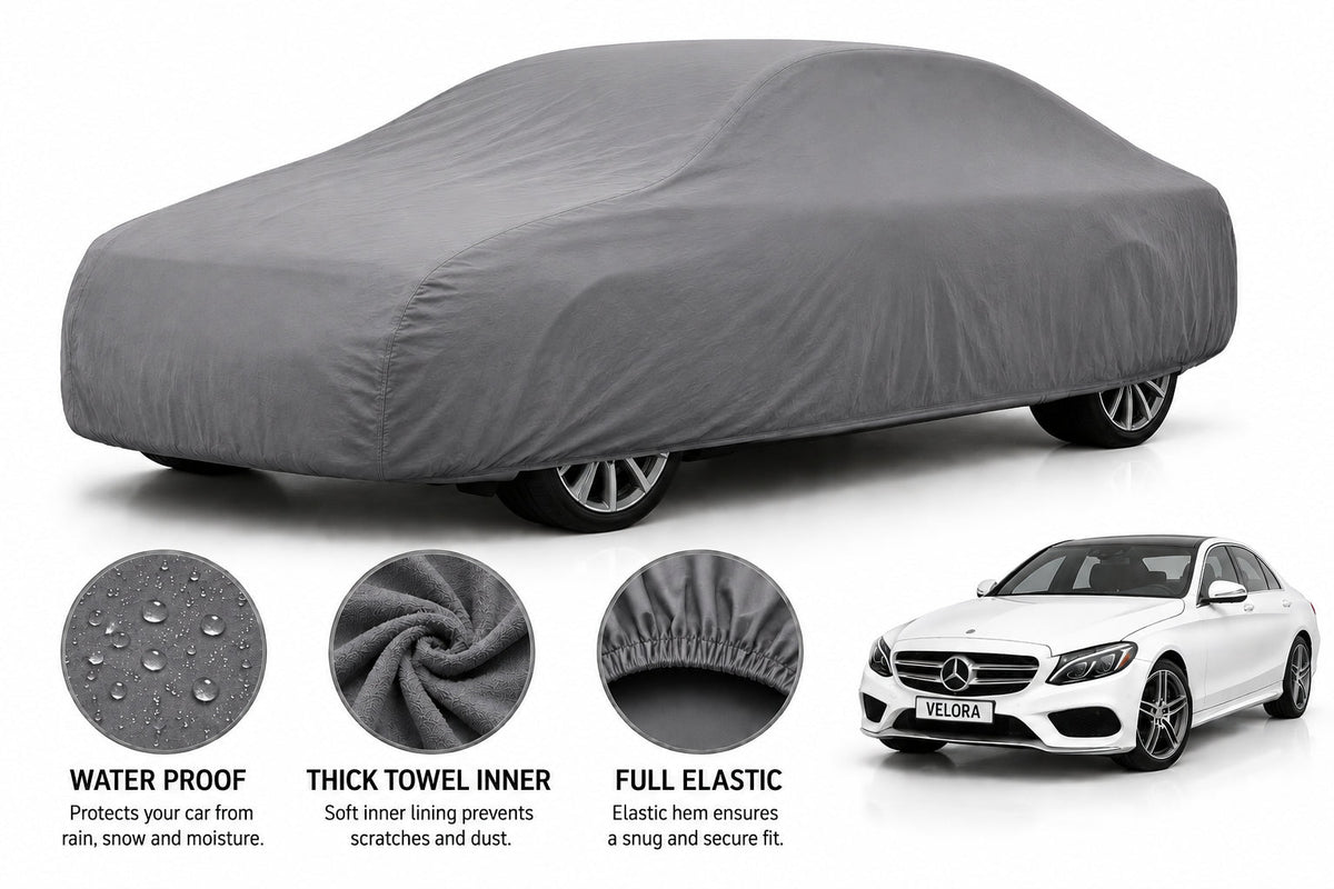 Mercedes Benz car cover in Grey — Veloura waterproof microfiber