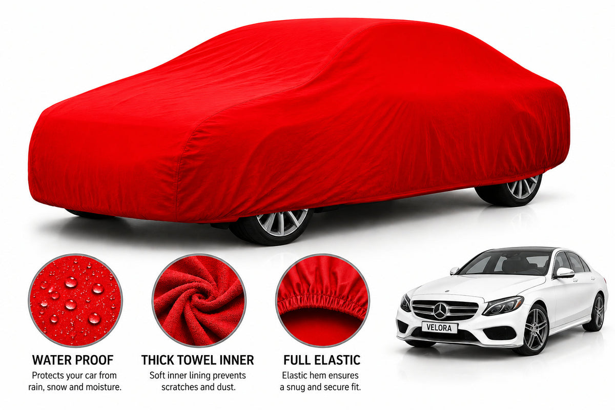 Mercedes Benz car cover in Red — Veloura waterproof microfiber