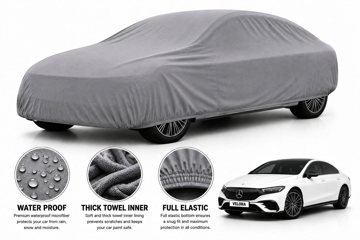 Mercedes EQS car cover in Grey — Veloura waterproof microfiber