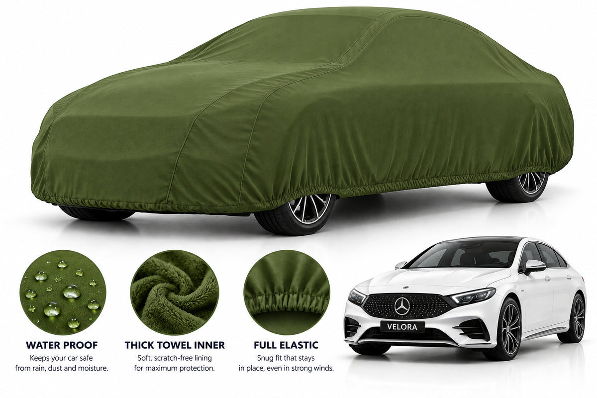 Mercedes EQE car cover in Green — Veloura waterproof microfiber