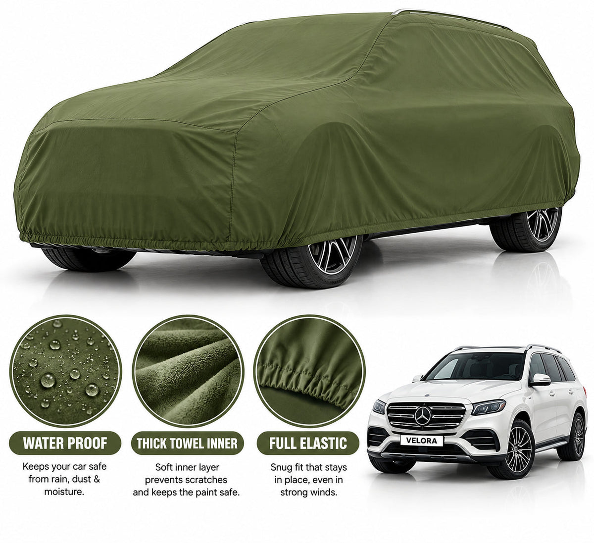 Mercedes GLS car cover in Green — Veloura waterproof microfiber