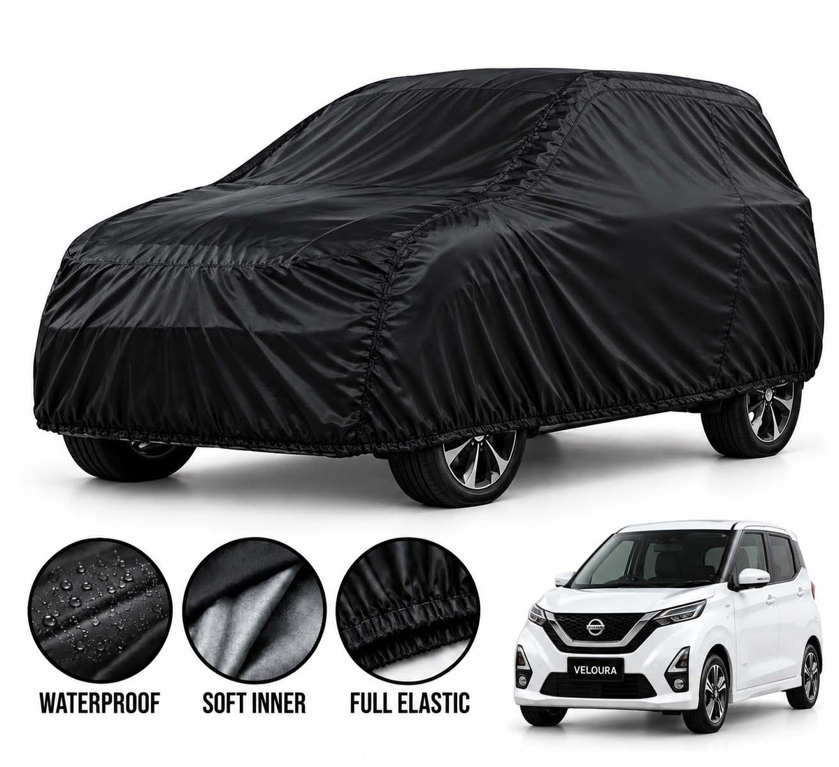 Nissan Dayz car cover in Black — Veloura waterproof parachute