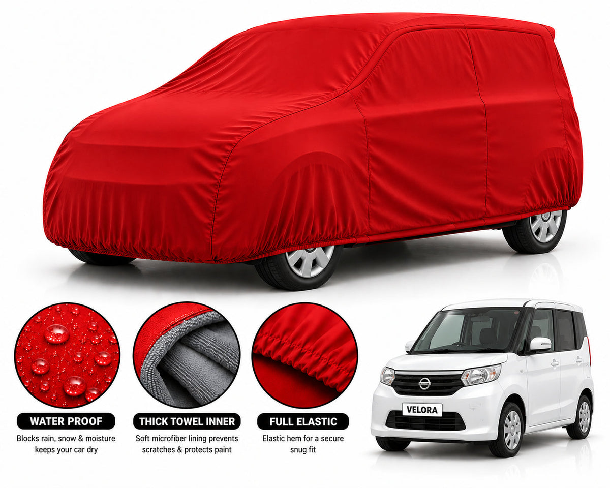 Nissan Moco car cover in Red — Veloura waterproof microfiber