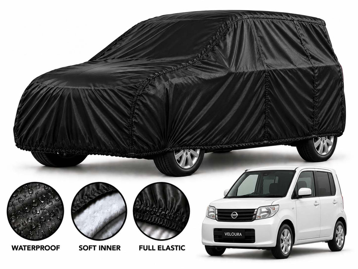 Nissan Moco car cover in Black — Veloura waterproof parachute