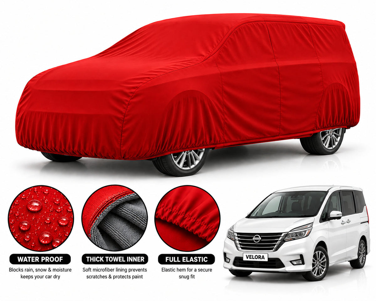 Nissan Serena car cover in Red — Veloura waterproof microfiber