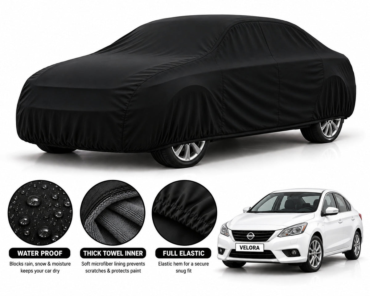 Nissan Sunny car cover in Black — Veloura waterproof microfiber