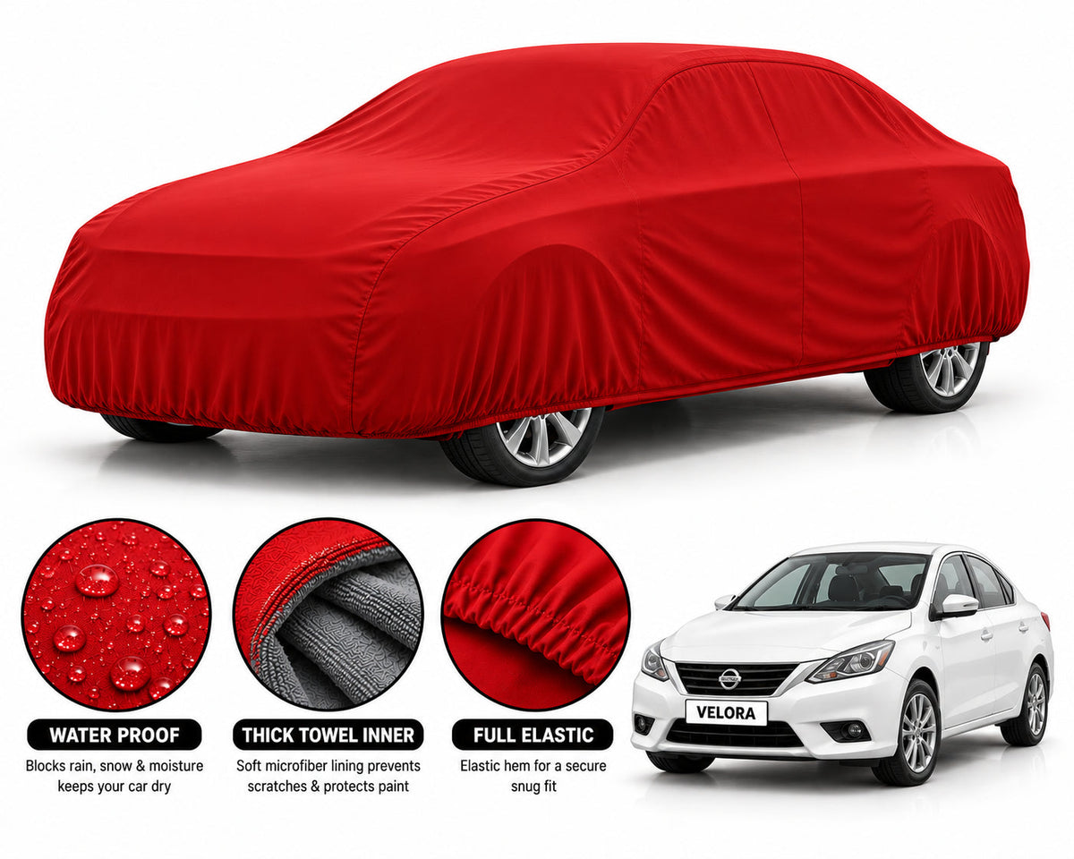 Nissan Sunny car cover in Red — Veloura waterproof microfiber
