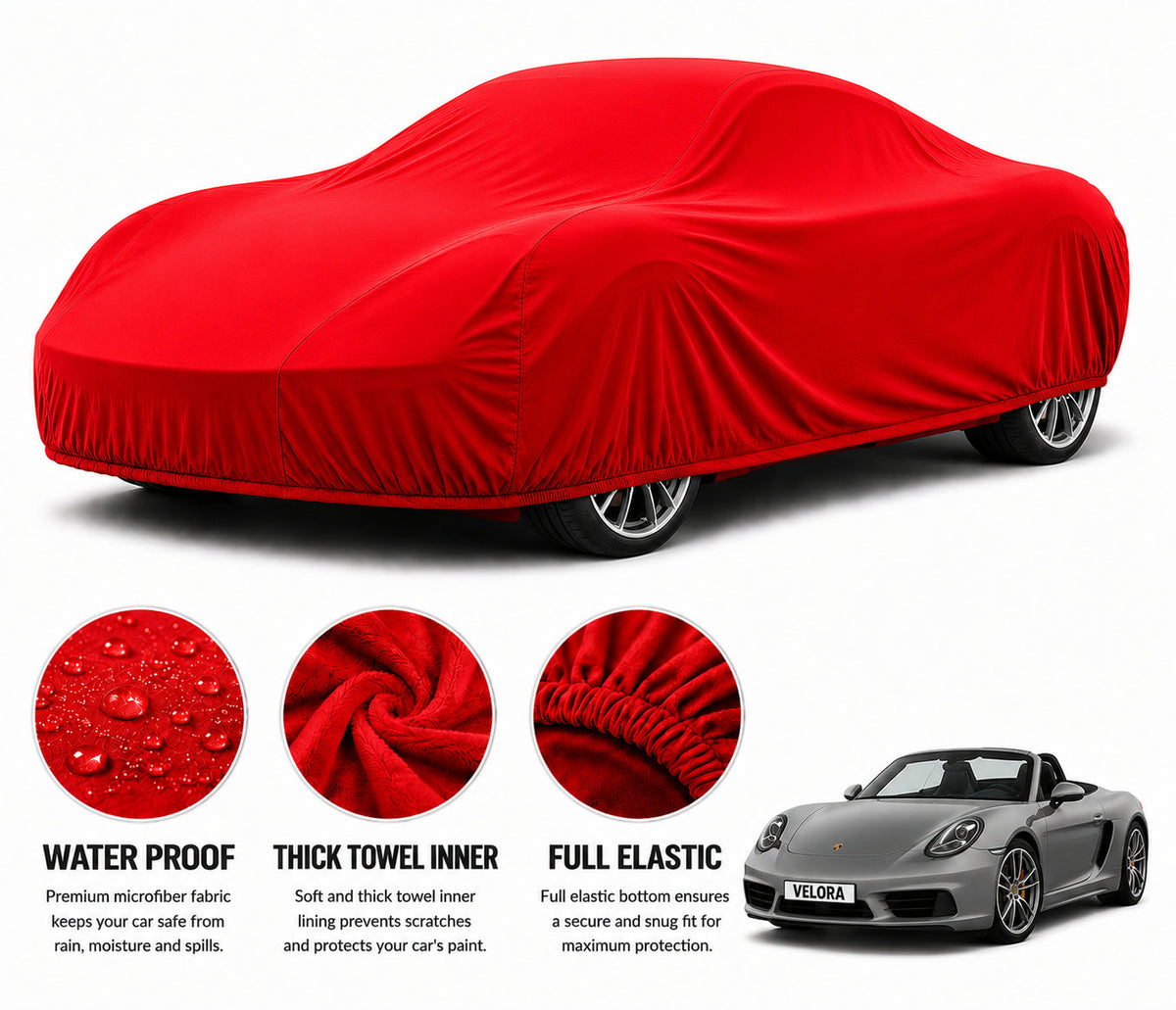 Porsche Boxster car cover in Red — Veloura waterproof microfiber