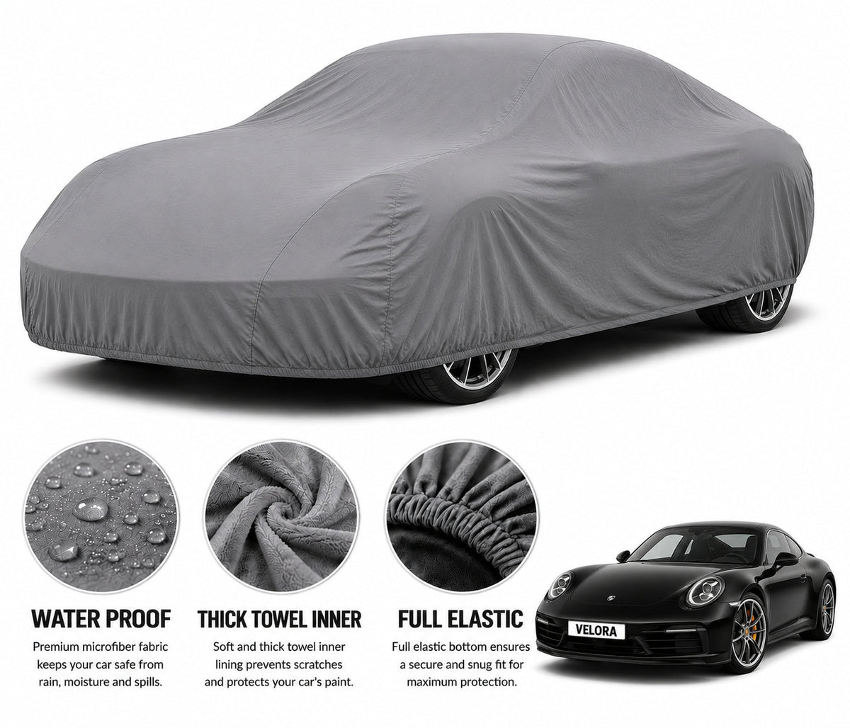 Porsche 911 car cover in Grey — Veloura waterproof microfiber
