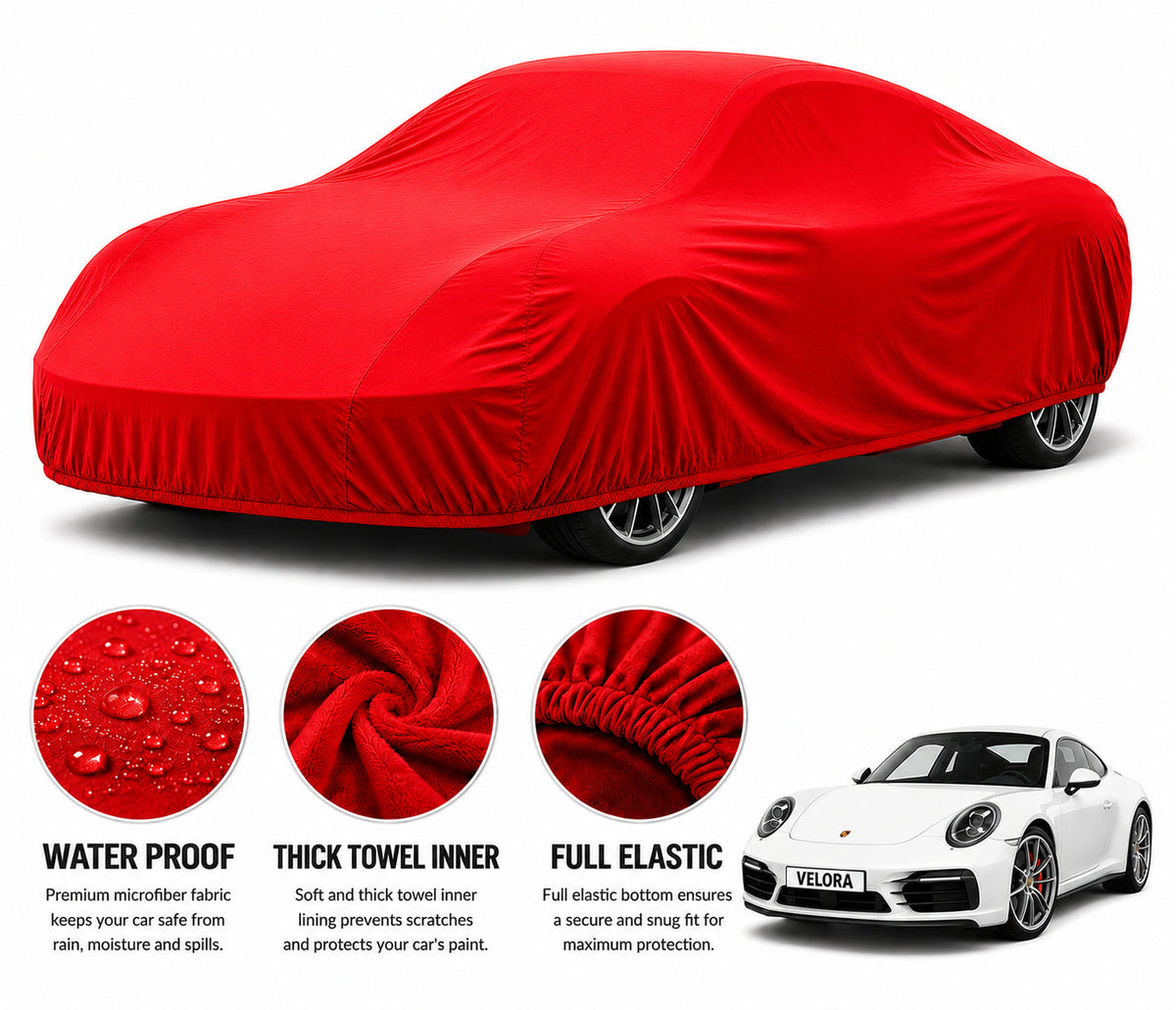 Porsche 911 car cover in Red — Veloura waterproof microfiber