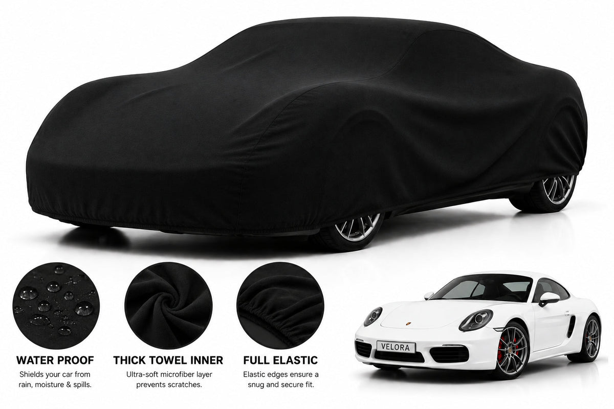 Porsche Cayman car cover in Black — Veloura waterproof microfiber