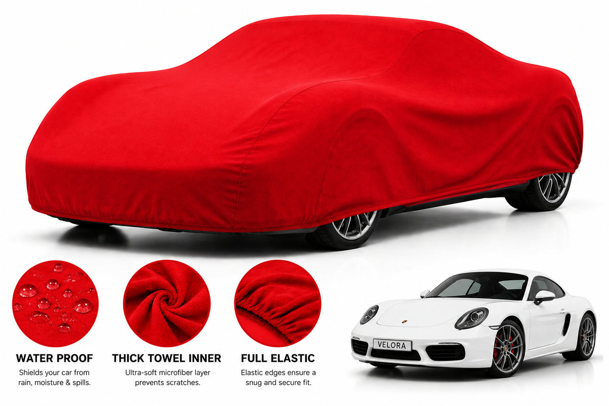Porsche Cayman car cover in Red — Veloura waterproof microfiber