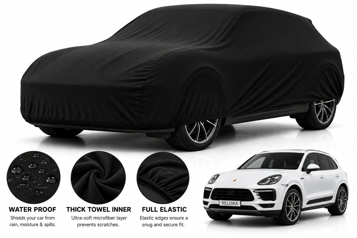Porsche Macan car cover in Black — Veloura waterproof microfiber
