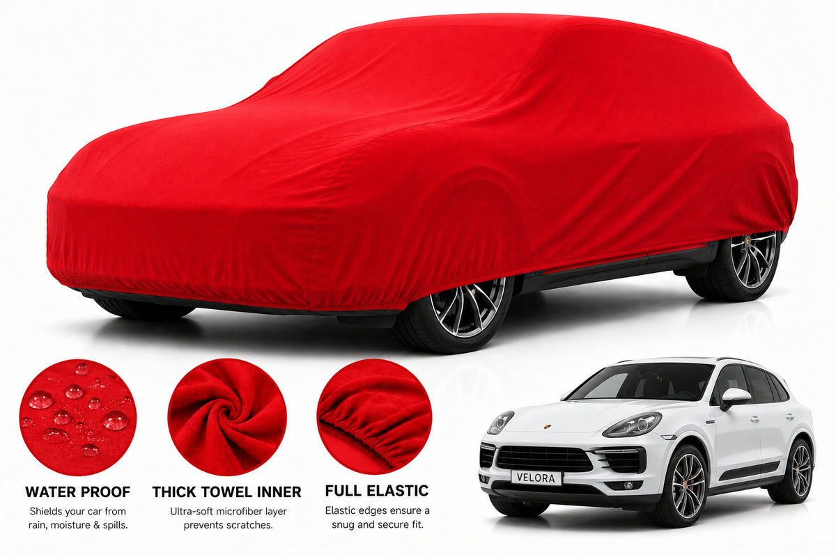 Porsche Macan car cover in Red — Veloura waterproof microfiber