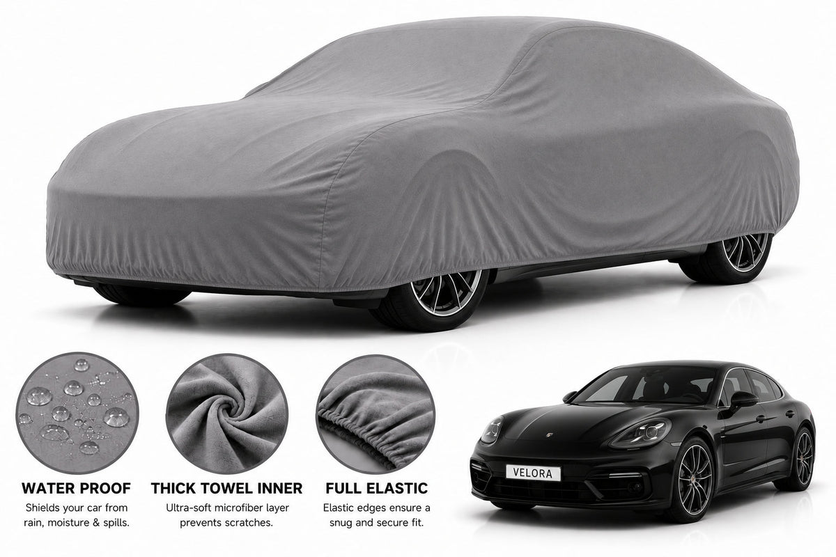 Porsche Panamera car cover in Grey — Veloura waterproof microfiber