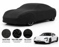 Porsche Taycan car cover in Black — Veloura waterproof microfiber