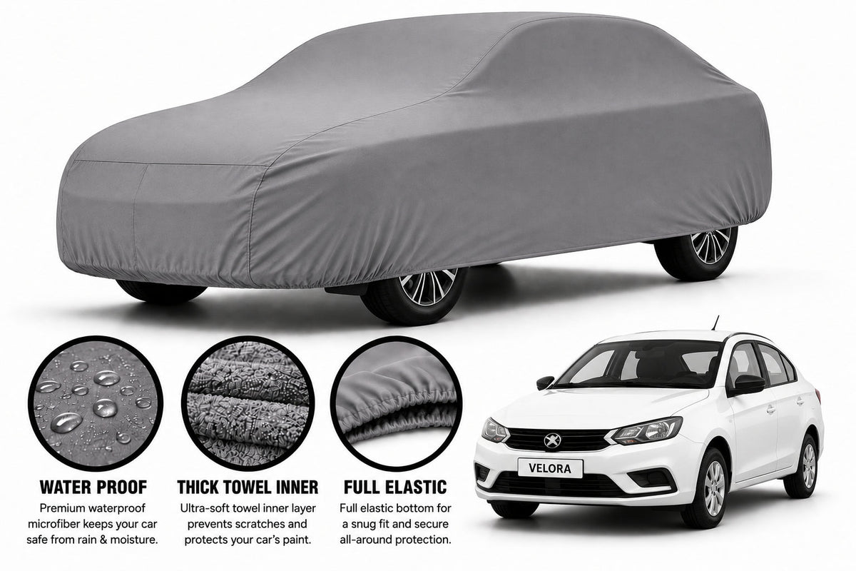 Proton Saga car cover in Grey — Veloura waterproof microfiber