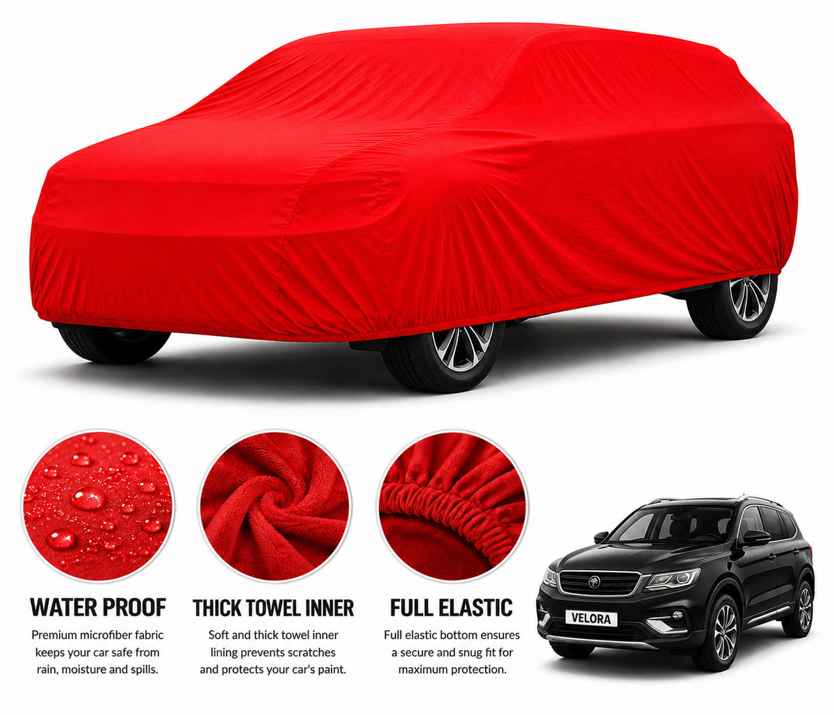 Proton X70 car cover in Red — Veloura waterproof microfiber