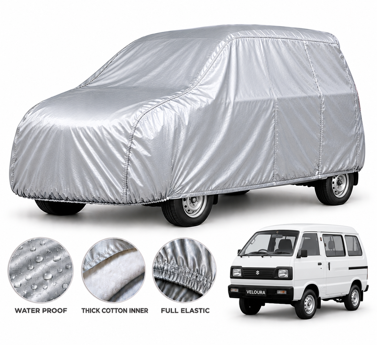 Suzuki Bolan car cover in Silver — Veloura waterproof PVC cotton