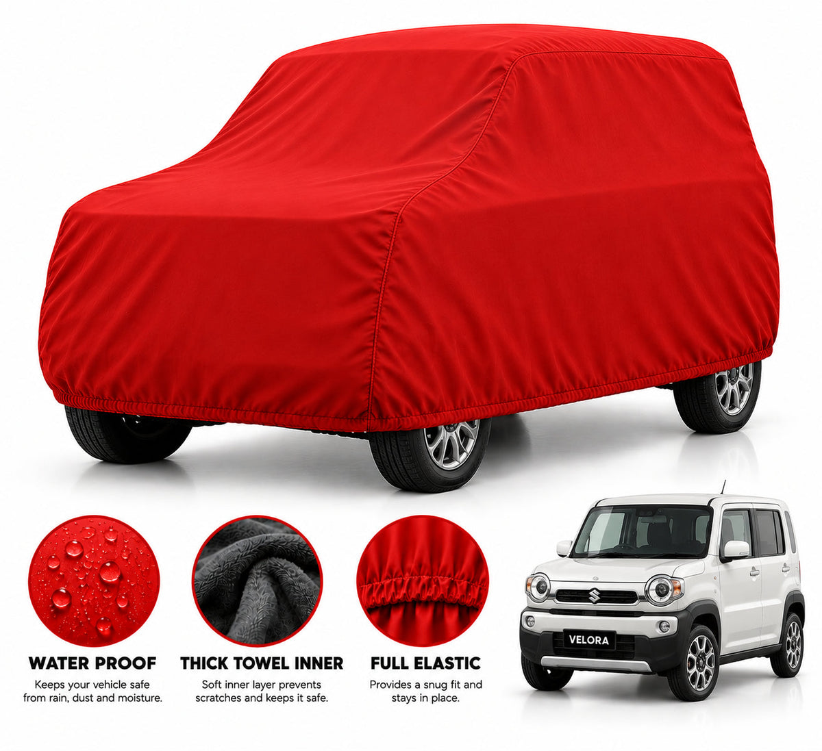 Suzuki Hustler car cover in Red — Veloura waterproof microfiber