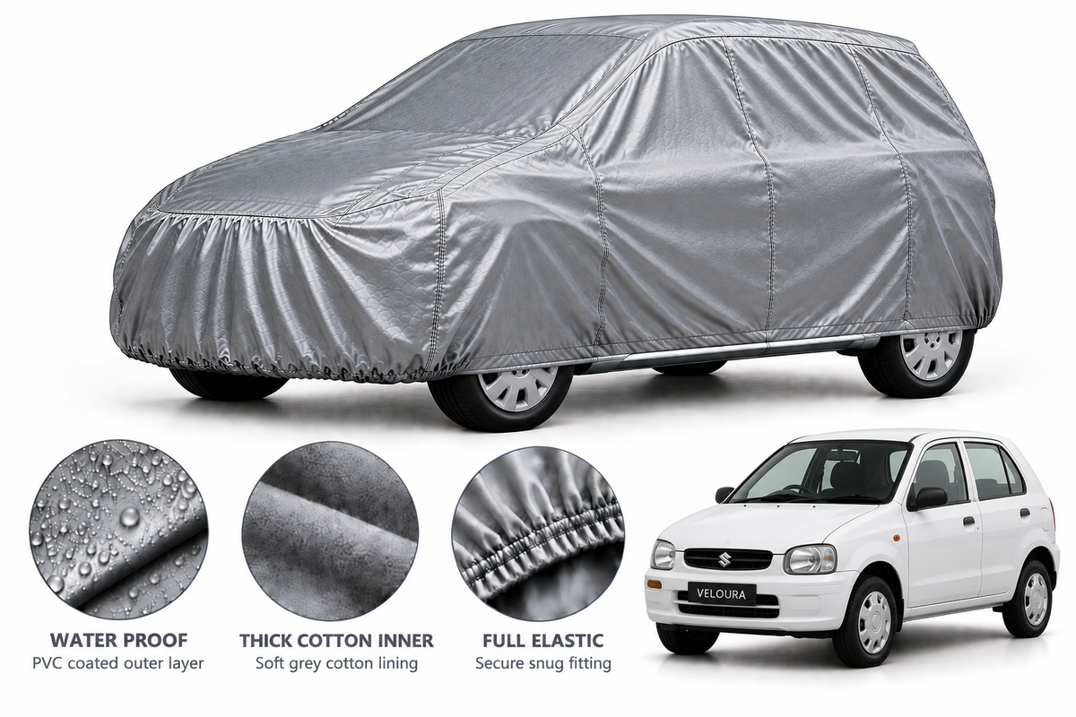 Suzuki Old Alto car cover in Silver — Veloura waterproof PVC cotton