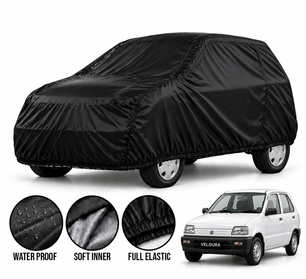 Suzuki Old Alto car cover in Black — Veloura waterproof parachute