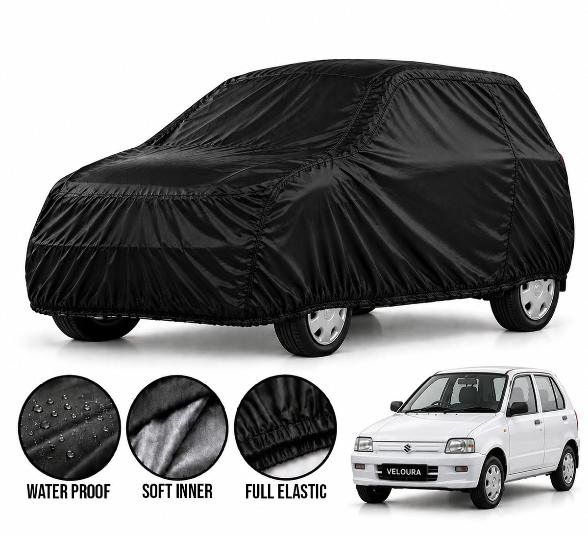 Suzuki Old Cultus car cover in Black — Veloura waterproof parachute