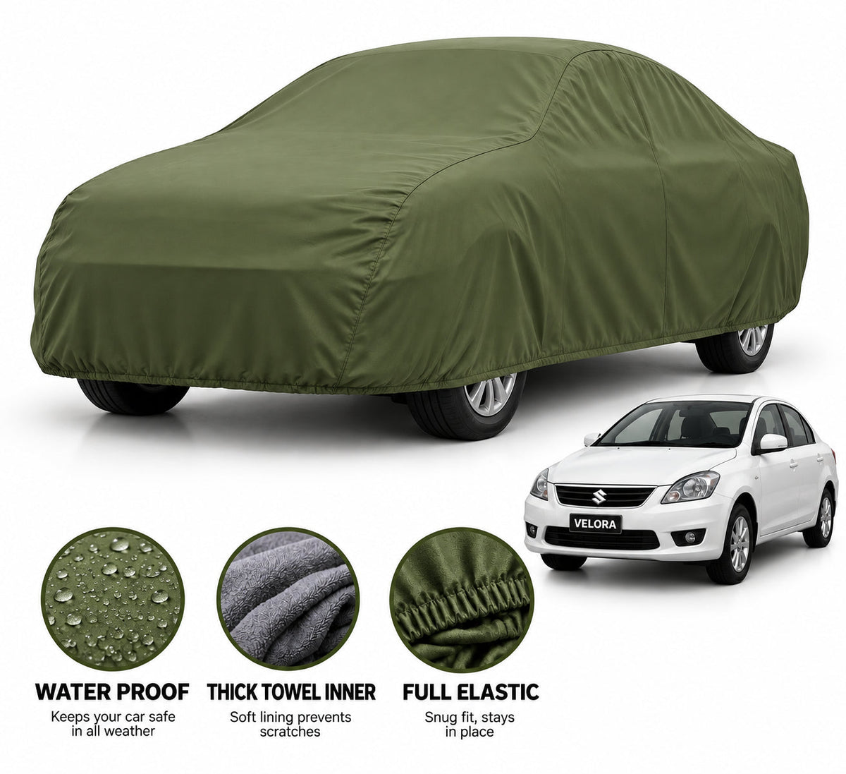 Suzuki Liana car cover in Green — Veloura waterproof microfiber