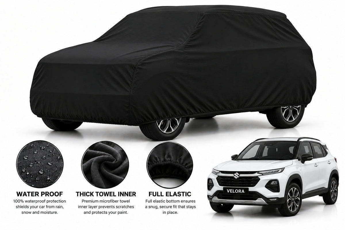Suzuki Fronx car cover in Black — Veloura waterproof microfiber