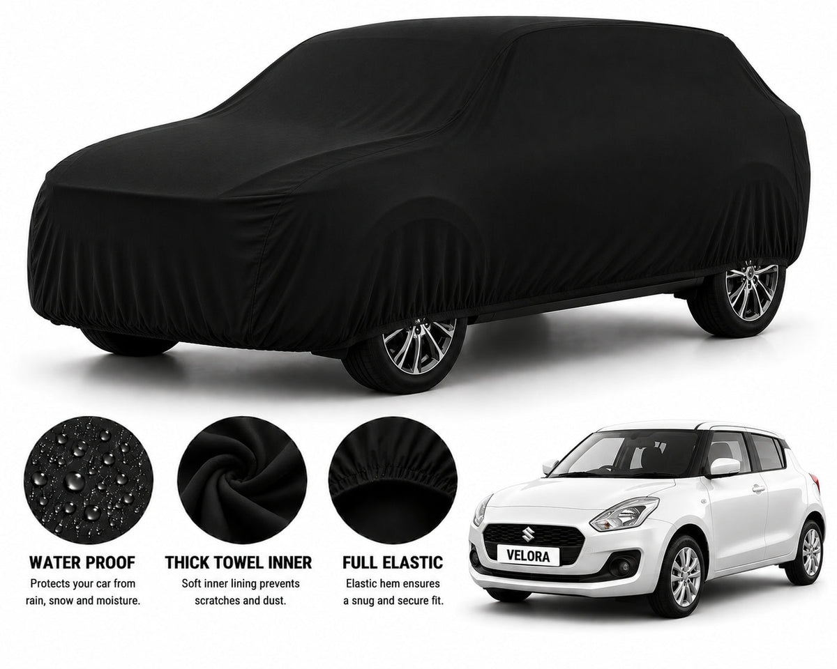 Suzuki New Swift car cover in Black — Veloura waterproof microfiber