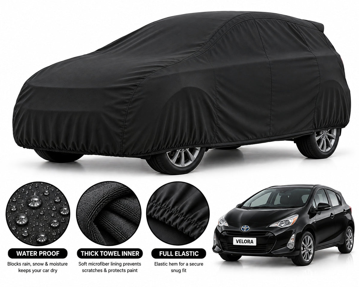 Toyota Aqua car cover in Black — Veloura waterproof microfiber