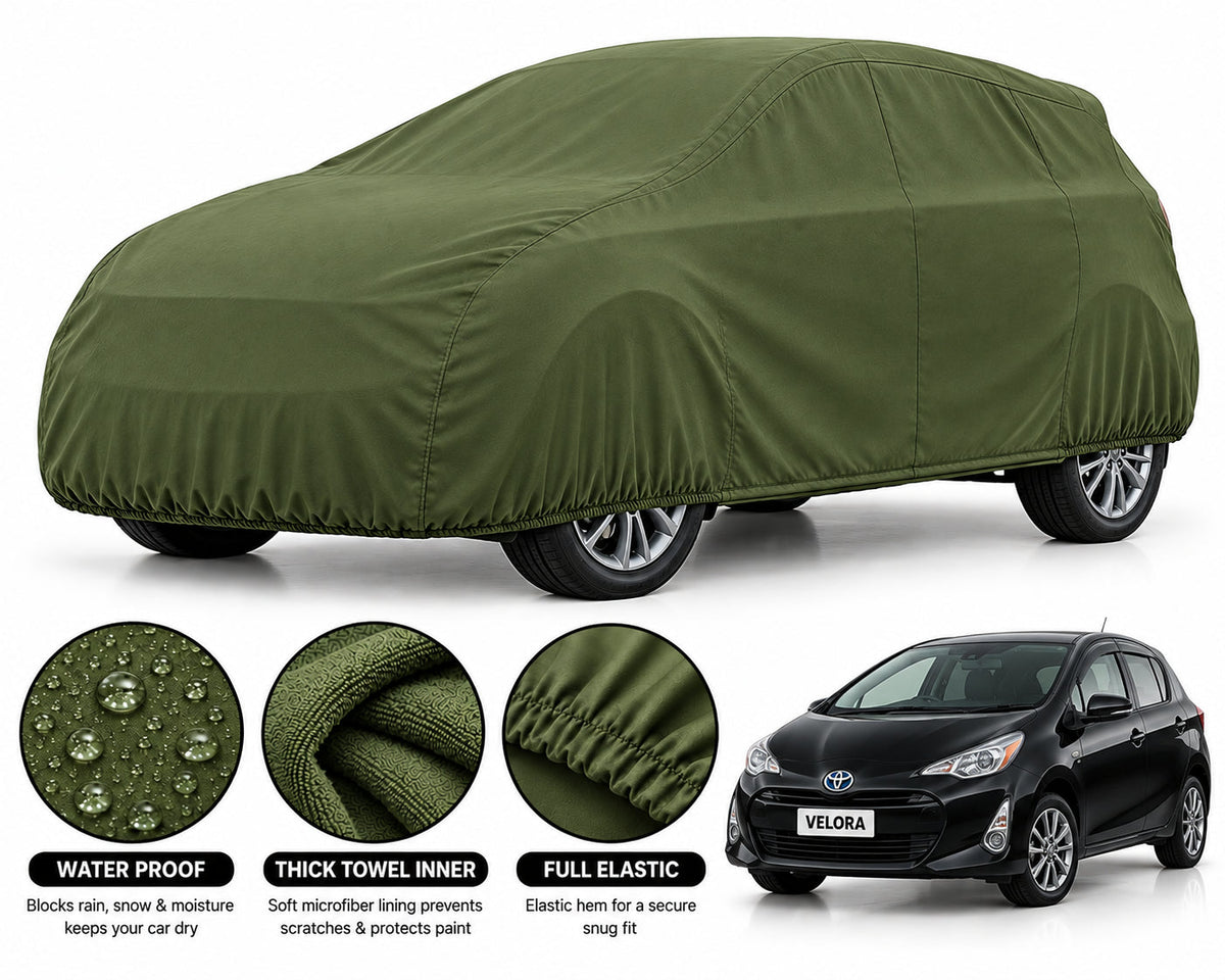 Toyota Aqua car cover in Green — Veloura waterproof microfiber