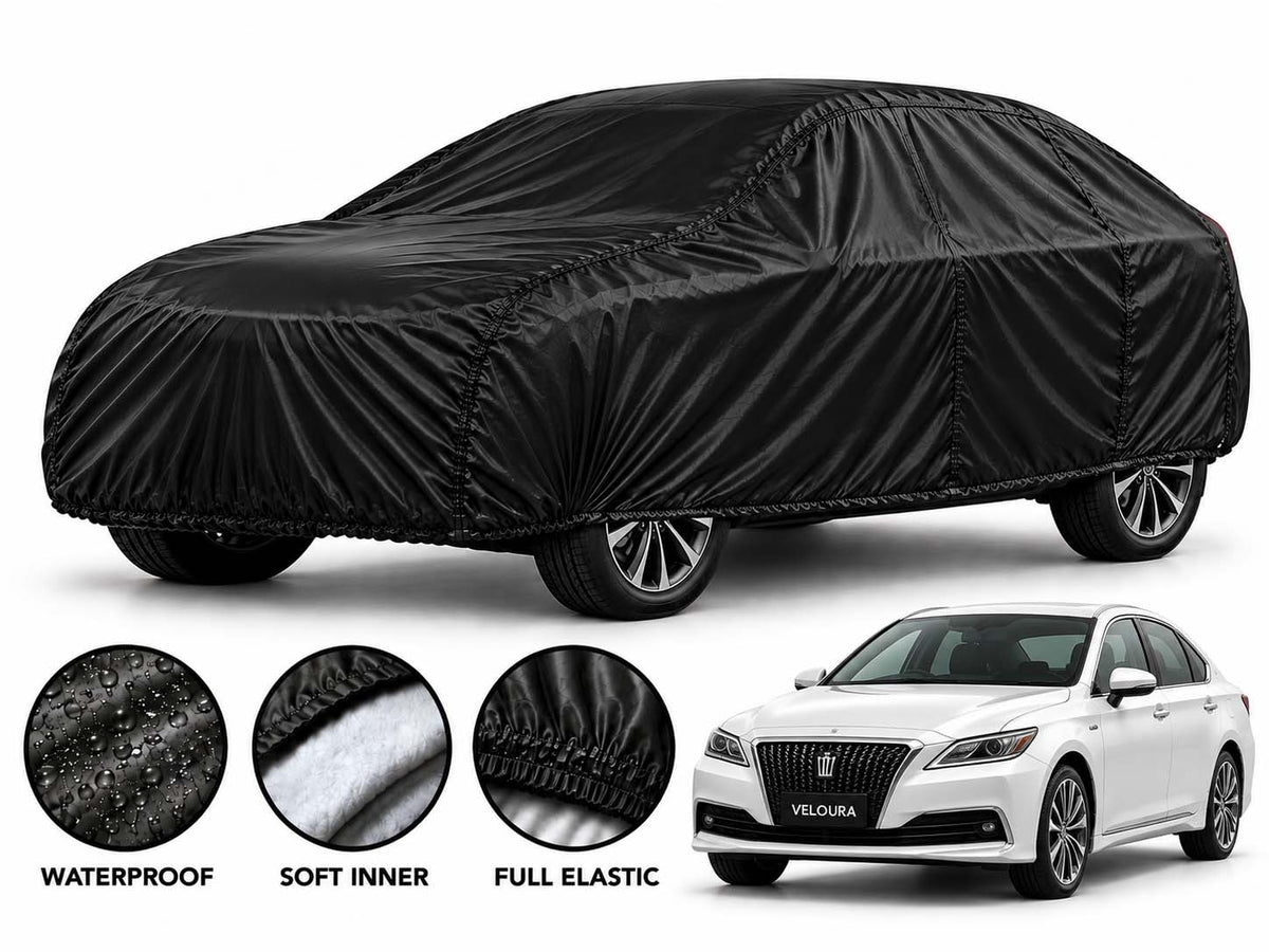 Toyota Crown car cover in Black — Veloura waterproof parachute