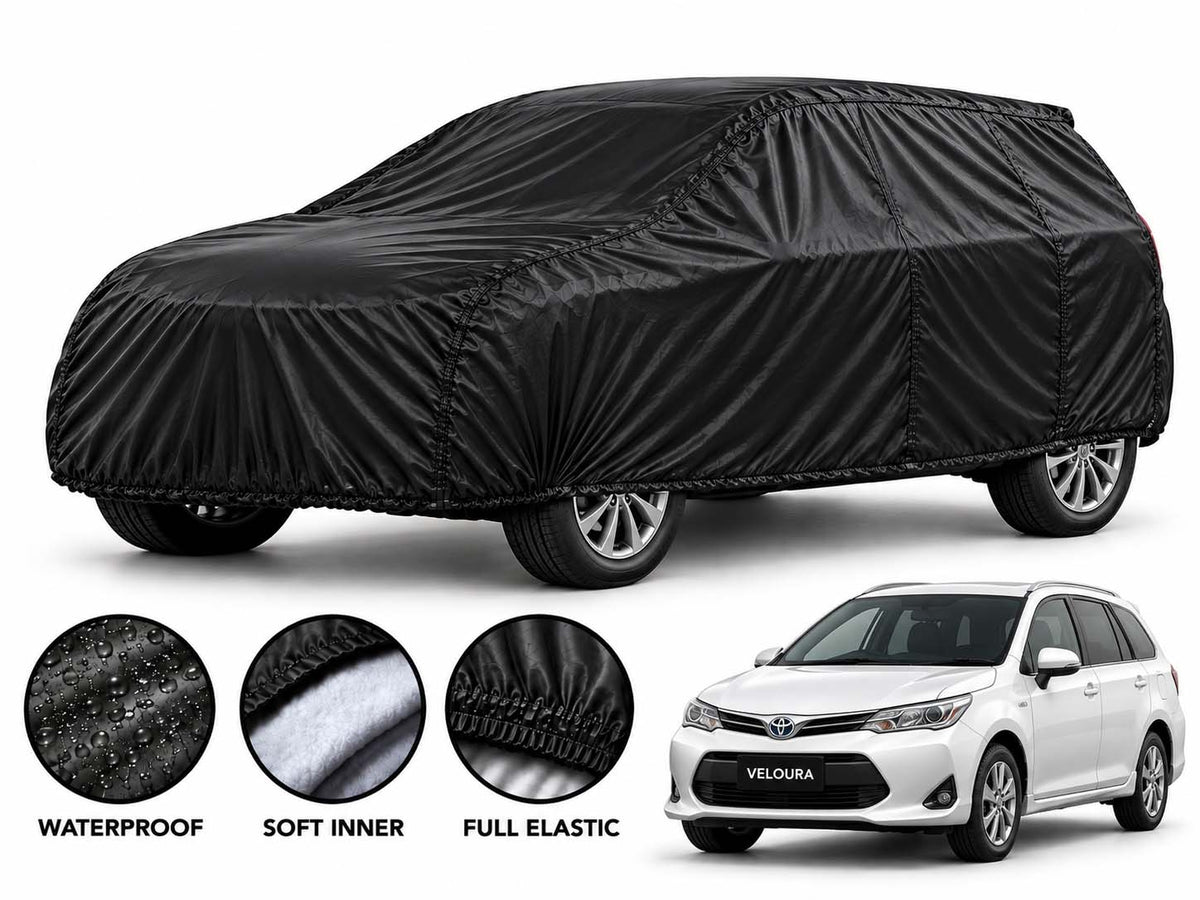 Toyota Fielder car cover in Black — Veloura waterproof parachute