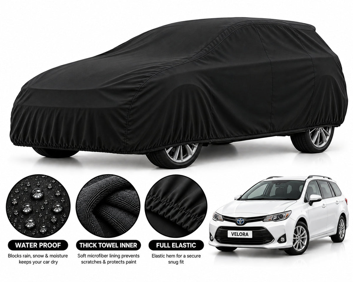 Toyota Fielder car cover in Black — Veloura waterproof microfiber