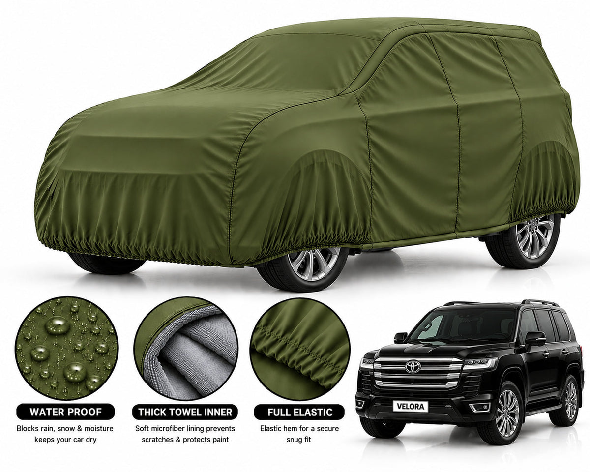 Toyota Land Cruiser LC 300 car cover in Green — Veloura waterproof microfiber